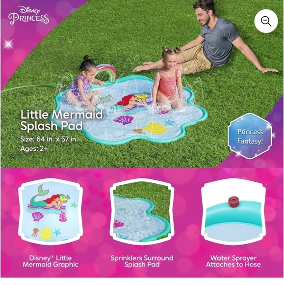 ☀️Disney Little Mermaid 64 in. x 57 in. Splash Pad Bundle💦 - Picture 5 of 8